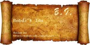 Bebők Ida névjegykártya