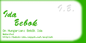 ida bebok business card